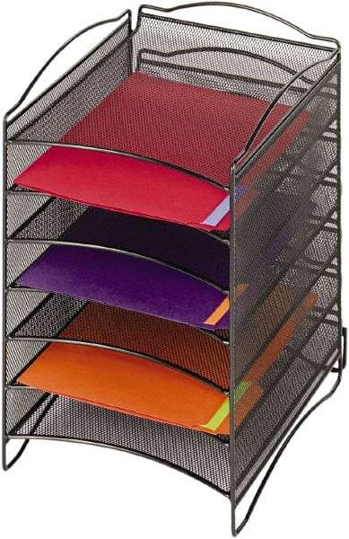 Safco - 10-1/4" Wide x 12-3/4" Deep x 15-1/4" High, 6 Compartments, Steel Desk Top Organizer - Black, 9-1/2" Compartment Width x 1" Compartment Depth x 12" Compartment Height - USA Tool & Supply