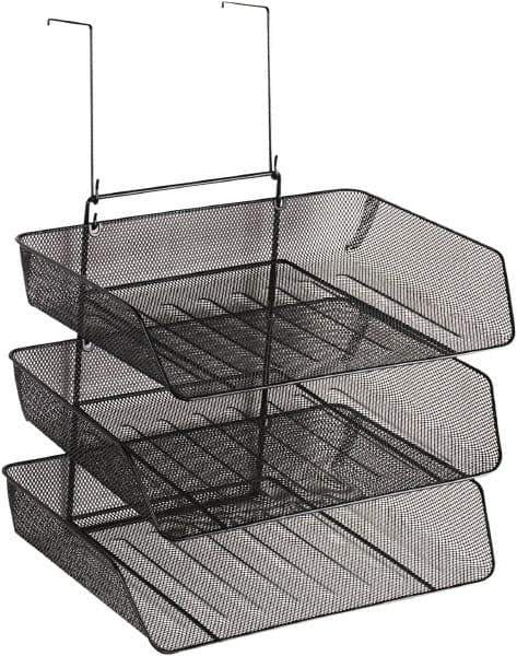 FELLOWES - 11-1/8" Wide x 14" Deep x 14-3/4" High, 3 Compartments, Wire Mesh 3 Tier Organizer - Black, 9" Compartment Width x 6" Compartment Depth x 12" Compartment Height - USA Tool & Supply