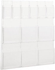 Safco - 30" Wide x 2" Deep x 34-3/4" High, 12 Compartments, Plastic Literature Display Board - Clear, 9-1/2" Compartment Width x 2" Compartment Depth x 9" Compartment Height - USA Tool & Supply