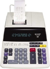 Sharp - Fluorescent Printing Calculator - 8-5/8 x 12-7/8 Display Size, White, AC Powered, 3.9" Long x 9.7" Wide - USA Tool & Supply