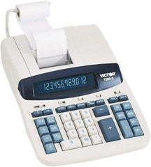 Victor - Fluorescent Printing Calculator - 8 x 11 Display Size, White, AC Powered, 6" Long x 11.4" Wide - USA Tool & Supply