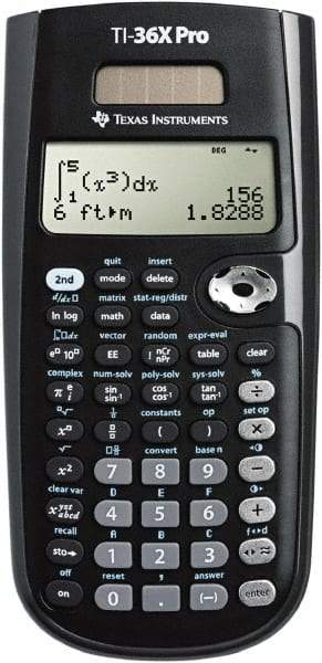 Texas Instruments - LCD Scientific Calculator - 3-3/8 x 7-1/4 Display Size, Black, Battery & Solar Powered, 9.7" Long x 6-1/2" Wide - USA Tool & Supply