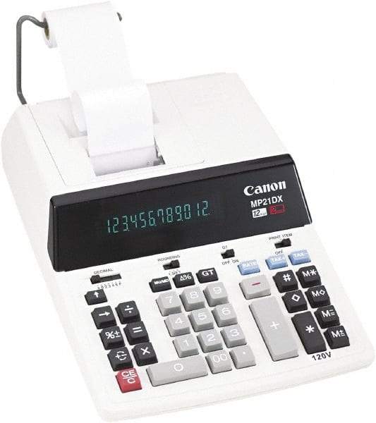 Canon - Fluorescent Printing Calculator - White, AC Powered, 12.2" Long x 9" Wide - USA Tool & Supply