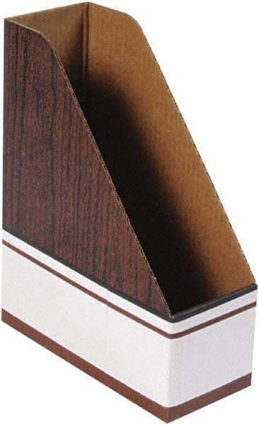 BANKERS BOX - White & Wood Grain Magazine Stand - Corrugated Cardboard - USA Tool & Supply
