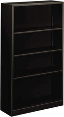 Hon - 4 Shelf, 59" High x 34-1/2" Wide Bookcase - 11-3/4" Deep, Steel, Black - USA Tool & Supply