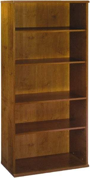 Bush Business Furniture - 5 Shelf, 72-7/8" High x 35-3/4" Wide Bookcase - 15-3/8" Deep, Laminate Over Wood, Natural Cherry - USA Tool & Supply
