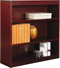 ALERA - 3 Shelf, 36" High x 35-5/8" Wide Bookcase - 11-3/4" Deep, Wood Veneer, Mahogany - USA Tool & Supply