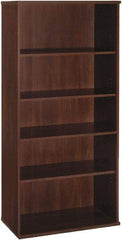 Bush Business Furniture - 5 Shelf, 72-7/8" High x 35-5/8" Wide Bookcase - 15-3/8" Deep, Laminate Over Wood, Hansen Cherry - USA Tool & Supply