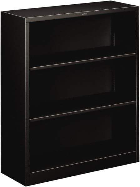 Hon - 3 Shelf, 41" High x 34-1/2" Wide Bookcase - 12-5/8" Deep, Steel, Black - USA Tool & Supply