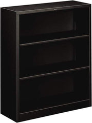 Hon - 3 Shelf, 41" High x 34-1/2" Wide Bookcase - 12-5/8" Deep, Steel, Black - USA Tool & Supply