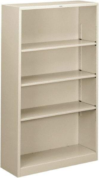 Hon - 4 Shelf, 59" High x 34-1/2" Wide Bookcase - 13-1/2" Deep, Steel, Light Gray - USA Tool & Supply