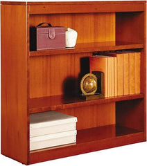 ALERA - 3 Shelf, 36" High x 35-5/8" Wide Bookcase - 13-1/8" Deep, Wood Veneer, Medium Cherry - USA Tool & Supply