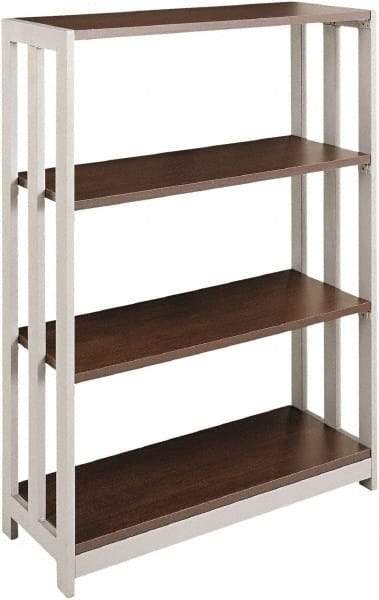 Linea Italia - 3 Shelf, 43-1/4" High x 31-1/2" Wide Bookcase - 11-1/2" Deep, Woodgrain Laminate, Mocha - USA Tool & Supply