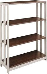 Linea Italia - 3 Shelf, 43-1/4" High x 31-1/2" Wide Bookcase - 11-1/2" Deep, Woodgrain Laminate, Mocha - USA Tool & Supply