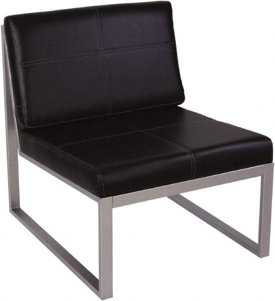 ALERA - Black & Silver Leather Guest Chair - 26-3/8" Wide x 30" High - USA Tool & Supply