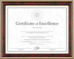 Dax - Mahogany & Gold Document Holders-Certificate/Document - 11" High x 8-1/2" Wide - USA Tool & Supply