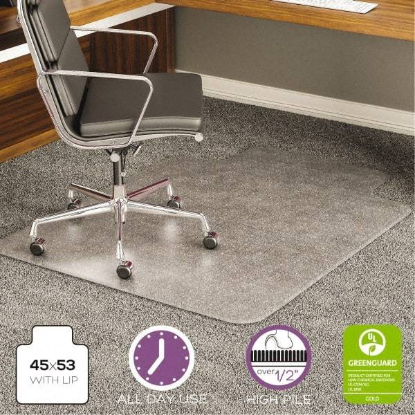 Deflect-o - 53" Long x 45" Wide, Chair Mat - Rectangular, Beveled Edge Style - USA Tool & Supply