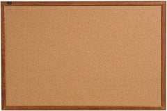 Quartet - 36" Wide x 24" High Open Cork Bulletin Board - Natural (Color) - USA Tool & Supply