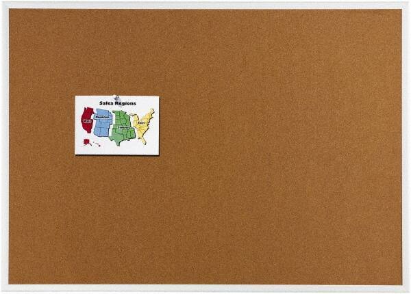 Quartet - 48" Wide x 36" High Open Cork Bulletin Board - Natural (Color) - USA Tool & Supply