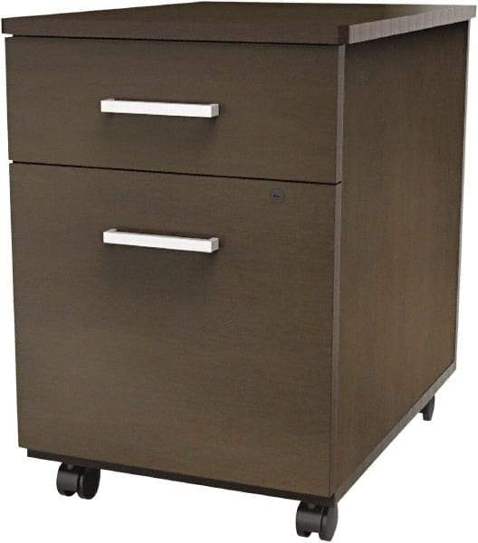 Linea Italia - 16-1/2" Wide x 23-5/8" High x 19-3/4" Deep, 2 Drawer Pedestal - Laminate, Mocha - USA Tool & Supply