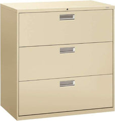 Hon - 42" Wide x 40-7/8" High x 19-1/4" Deep, 3 Drawer Lateral File - Steel, Putty - USA Tool & Supply