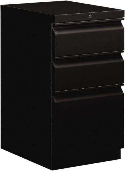 Hon - 15" Wide x 28" High x 19-7/8" Deep, 3 Drawer Pedestal - Steel, Black - USA Tool & Supply