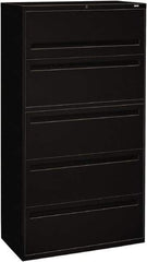 Hon - 36" Wide x 67" High x 19-1/4" Deep, 5 Drawer Roll-Out, Roll-Out Posting - Steel, Black - USA Tool & Supply