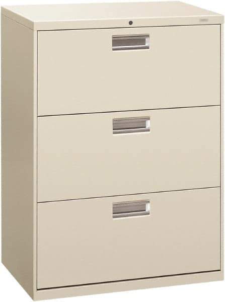 Hon - 30" Wide x 40-7/8" High x 19-1/4" Deep, 3 Drawer Roll-Out - Steel, Light Gray - USA Tool & Supply