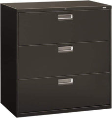 Hon - 42" Wide x 40-7/8" High x 19-1/4" Deep, 3 Drawer Lateral File - Steel, Charcoal - USA Tool & Supply