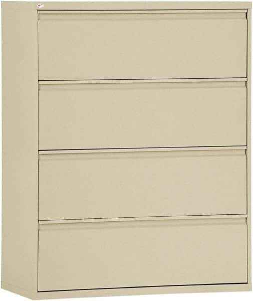 ALERA - 42" Wide x 53-1/4" High x 19-1/4" Deep, 4 Drawer Lateral File - Steel, Putty - USA Tool & Supply