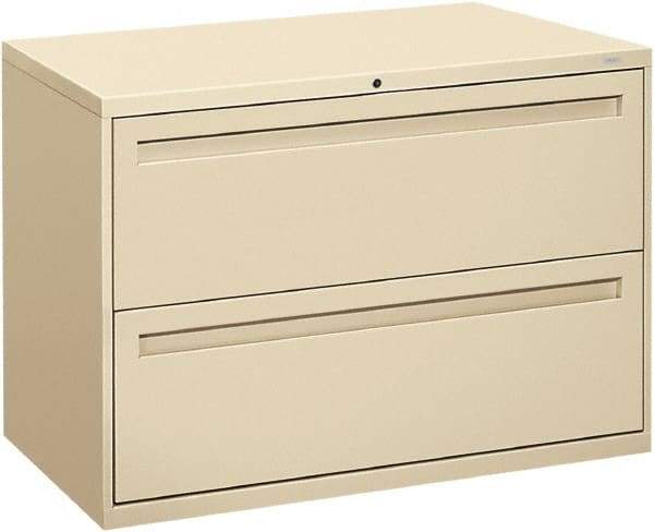 Hon - 42" Wide x 28-3/8" High x 19-1/4" Deep, 2 Drawer Lateral File - Steel, Putty - USA Tool & Supply