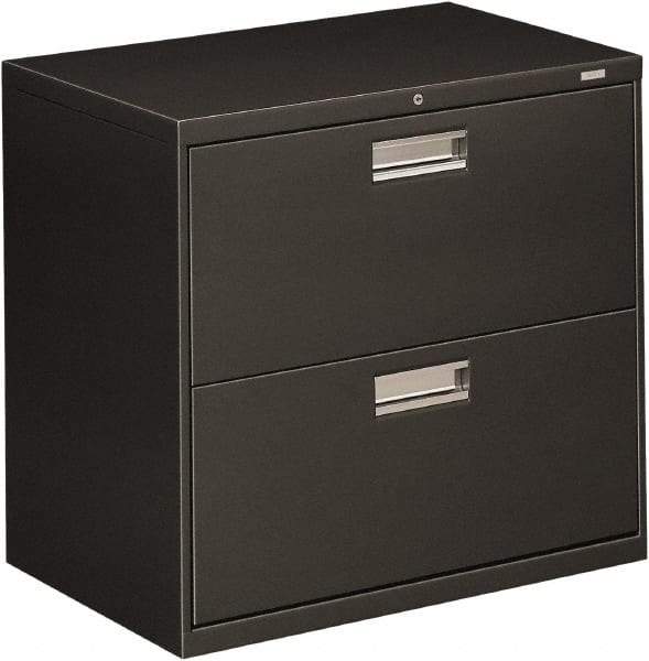 Hon - 30" Wide x 28-3/8" High x 19-1/4" Deep, 2 Drawer Roll-Out - Steel, Charcoal - USA Tool & Supply