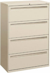 Hon - 36" Wide x 53-1/4" High x 19-1/4" Deep, 4 Drawer Lateral File - Steel, Light Gray - USA Tool & Supply