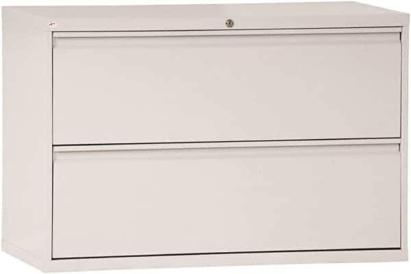 ALERA - 42" Wide x 28-3/8" High x 19-1/4" Deep, 2 Drawer Lateral File - Steel, Light Gray - USA Tool & Supply