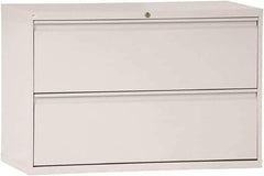 ALERA - 42" Wide x 28-3/8" High x 19-1/4" Deep, 2 Drawer Lateral File - Steel, Light Gray - USA Tool & Supply