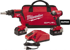 Milwaukee Tool - 18 Volt Cordless Tool Combination Kit - Includes Screwgun & Impact Driver, Lithium-Ion Battery Included - USA Tool & Supply