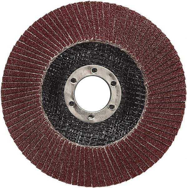 3M - 40 Grit, 4-1/2" Disc Diam, 7/8" Center Hole, Type 27 Ceramic Flap Disc - 13,300 Max RPM, Cloth Backing, Arbor Attaching System, Coated - USA Tool & Supply