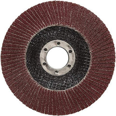 3M - 40 Grit, 4-1/2" Disc Diam, 7/8" Center Hole, Type 27 Ceramic Flap Disc - 13,300 Max RPM, Cloth Backing, Arbor Attaching System, Coated - USA Tool & Supply