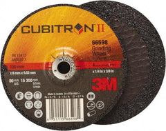 3M - 7" Wheel Diam, 7/8" Arbor Hole, Type 27 Depressed Center Wheel - Medium Grade, Ceramic, 8,500 Max RPM - USA Tool & Supply
