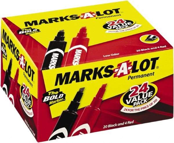 Marks-A-Lot - Red & Black Permanent Marker - Chisel Tip, AP Nontoxic Ink - USA Tool & Supply