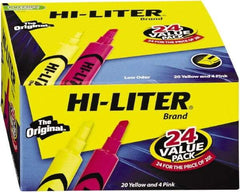 HiLiter - Pink, Yellow Highlighter - Chisel Tip, AP Nontoxic Ink - USA Tool & Supply