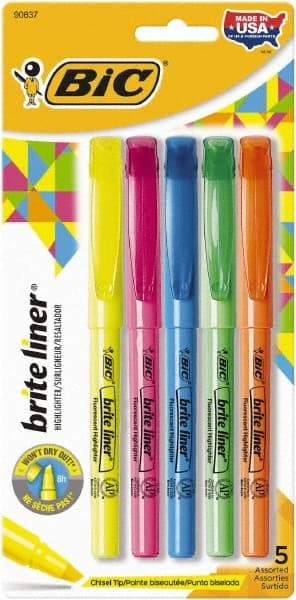 Bic - Assorted Colors Highlighter - Chisel Tip, Water Base Ink - USA Tool & Supply