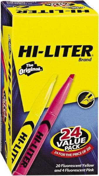 HiLiter - Yellow, Pink Highlighter - Chisel Tip, AP Nontoxic Ink - USA Tool & Supply