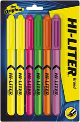 HiLiter - Green, Orange, Pink, Purple, Yellow Highlighter - Chisel Tip, AP Nontoxic Ink - USA Tool & Supply