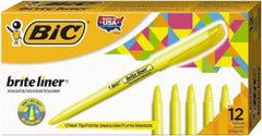 Bic - Flouorescent Yellow Highlighter - Chisel Tip, Water Base Ink - USA Tool & Supply