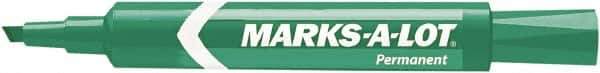 Marks-A-Lot - Green Permanent Marker - Chisel Tip, AP Nontoxic Ink - USA Tool & Supply