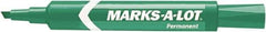 Marks-A-Lot - Green Permanent Marker - Chisel Tip, AP Nontoxic Ink - USA Tool & Supply