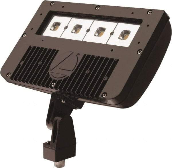 Lithonia Lighting - 1 Head, 120-277 Volt, 78 Watt, LED Floodlight Fixture - Pole Mount & Wall Mount & Ground, 3-5/16" Long x 12-7/8" Wide x 7-3/4" High, Aluminum Housing - USA Tool & Supply