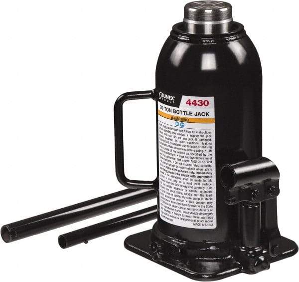 Sunex Tools - 30 Ton Capacity Bottle Jack - 10.8" to 17.3" High, 6.81" Long x 6." Wide Base - USA Tool & Supply