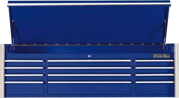 EXTREME TOOLS - 12 Drawer Top Tool Chest - 72" Wide x 25" Deep x 22-1/4" High, Steel, Blue - USA Tool & Supply
